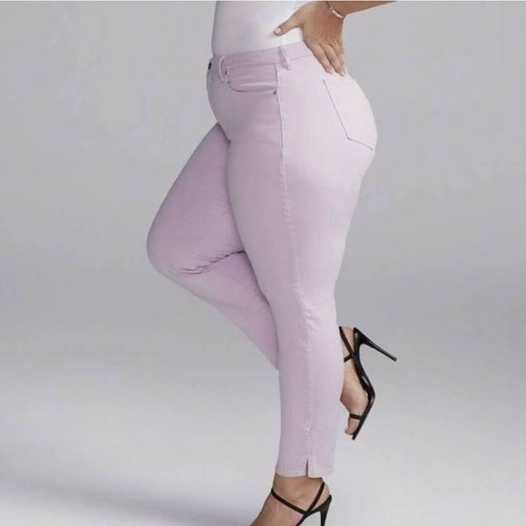NYDJ Denim - NYDJ Curves 360 Slim Straight Ankle‎ Side Slits In Lilac Petal Size 28